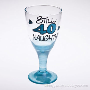 Wine Glass with Sand Blasted Decoration, 88mm Top Diameter and 75mm Bottom